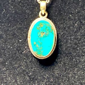 Turquoise in sterling silver pendant necklace